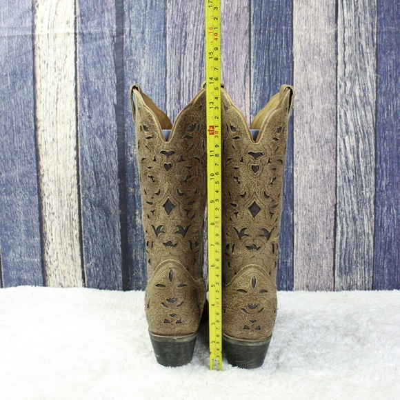 Laredo Brown Cutout Western Style Heeled Boots 8.5 - Picture 5 of 8